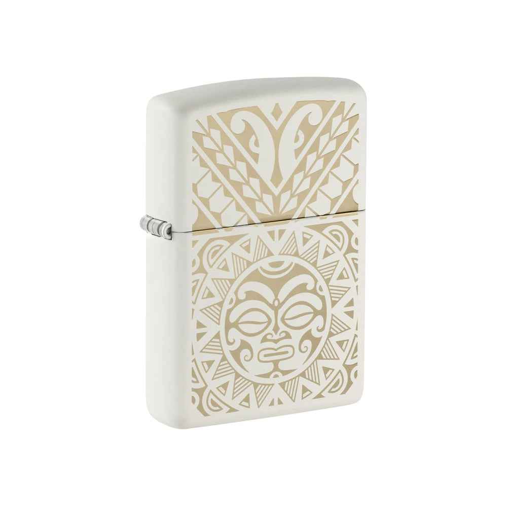 Zippo Lighter Maori Tattoo Design White Matte