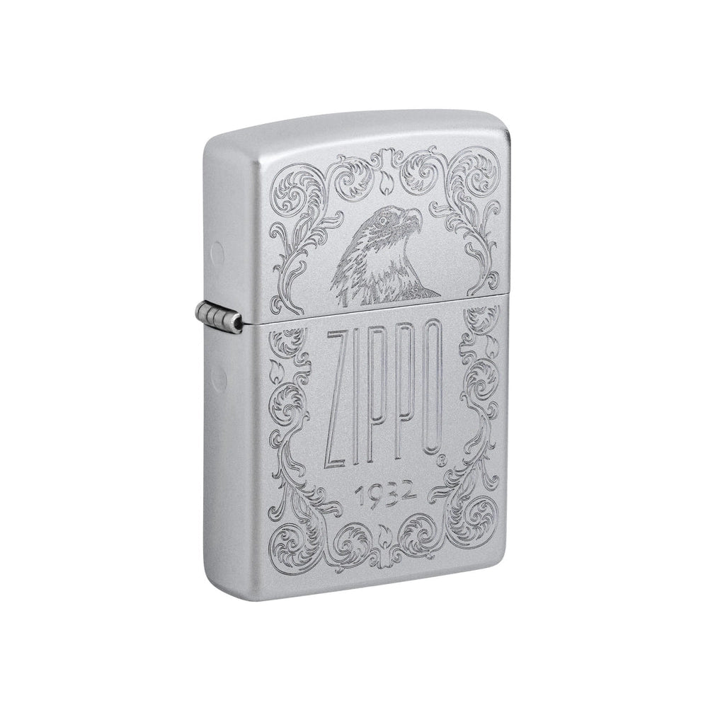 Zippo Lighter Engraved Eagle Satin Chrome