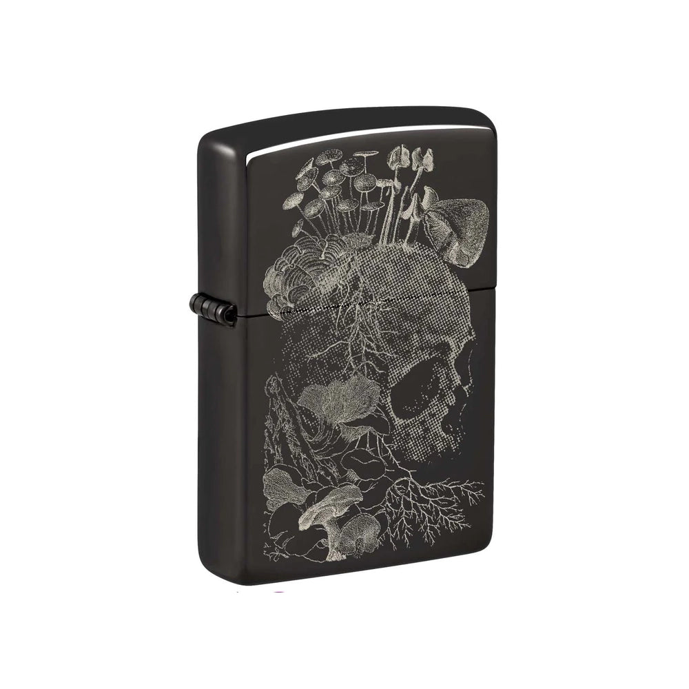 Zippo Lighter Skull with Mushrooms High Polish Black