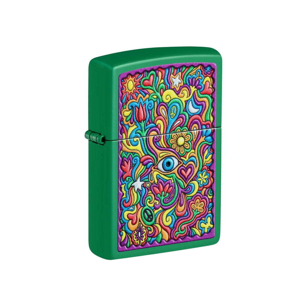 Zippo Lighter Trippy Design Green Matte