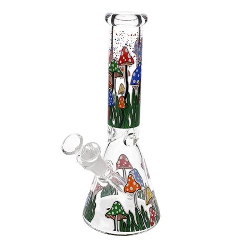 Glow in the Dark Mushroom Decal Beaker - 10"