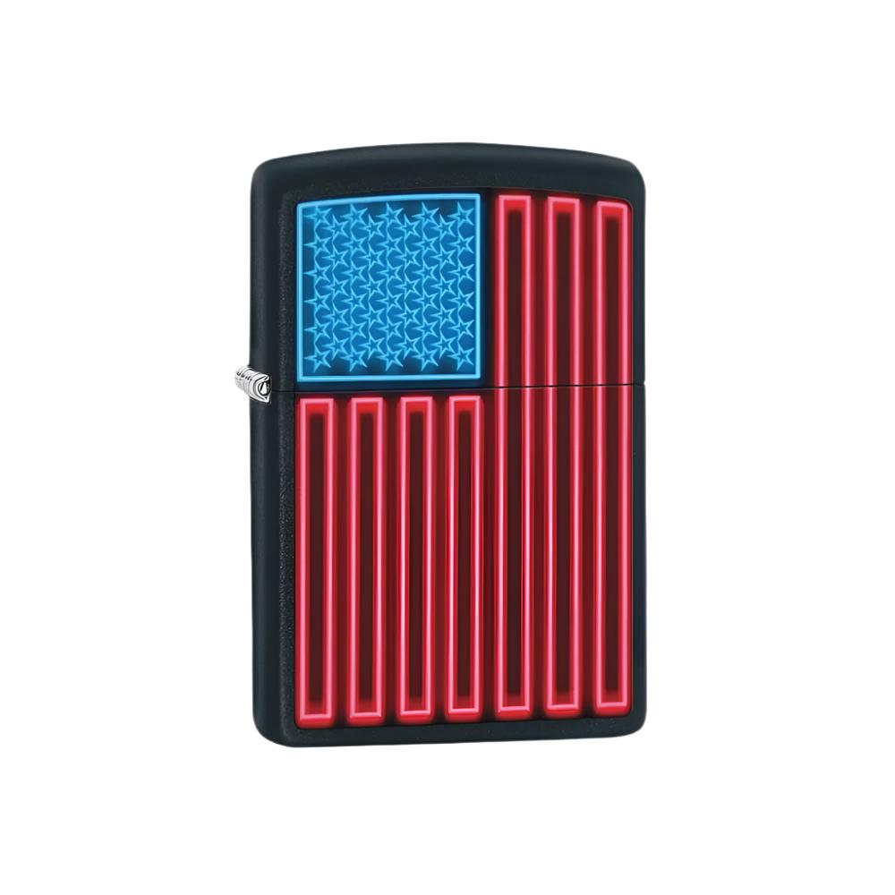 Zippo Lighter Neon American Flag Black Matte SALE