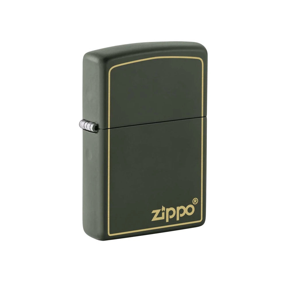 Zippo Lighter Engraved Zippo Logo w/ Border Green Matte SALE