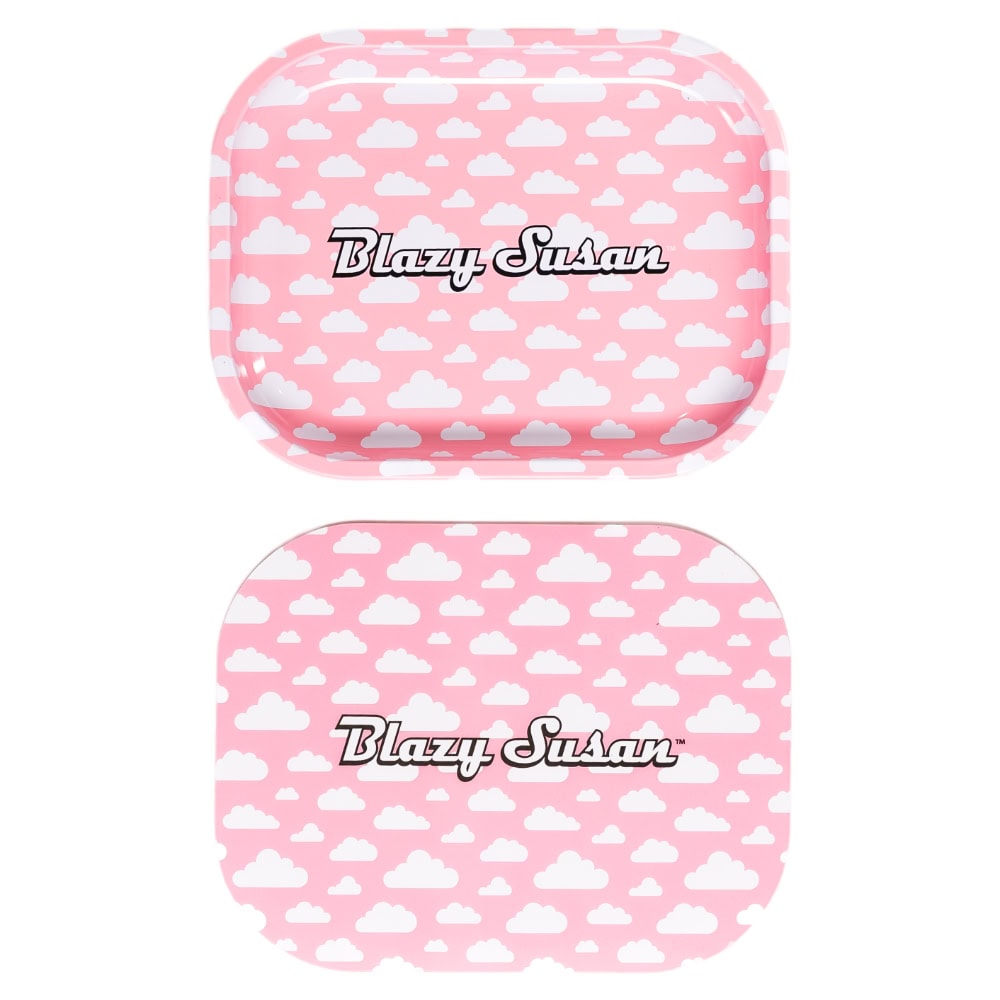 Blazy Susan Small Rolling Tray with Lid - Pink Clouds
