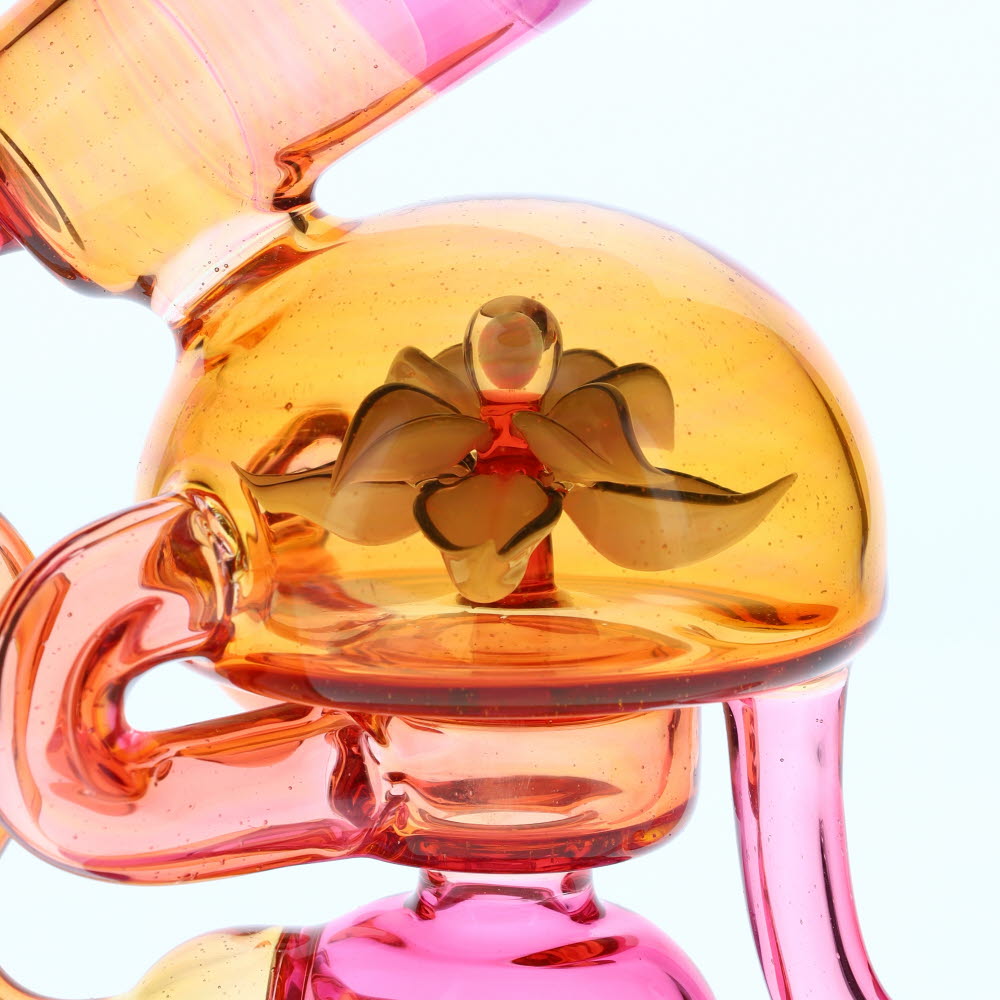 Banjo Glass X Sven Glass Purple Orange Faceted Flower Rig