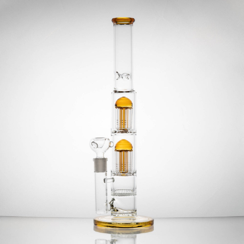 Dual Tree Arm Perc Straight with Color Accents Water Pipe