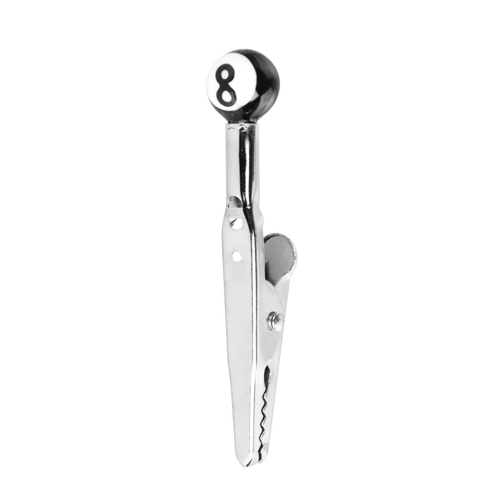 Glass Roach Clip - 8 Ball