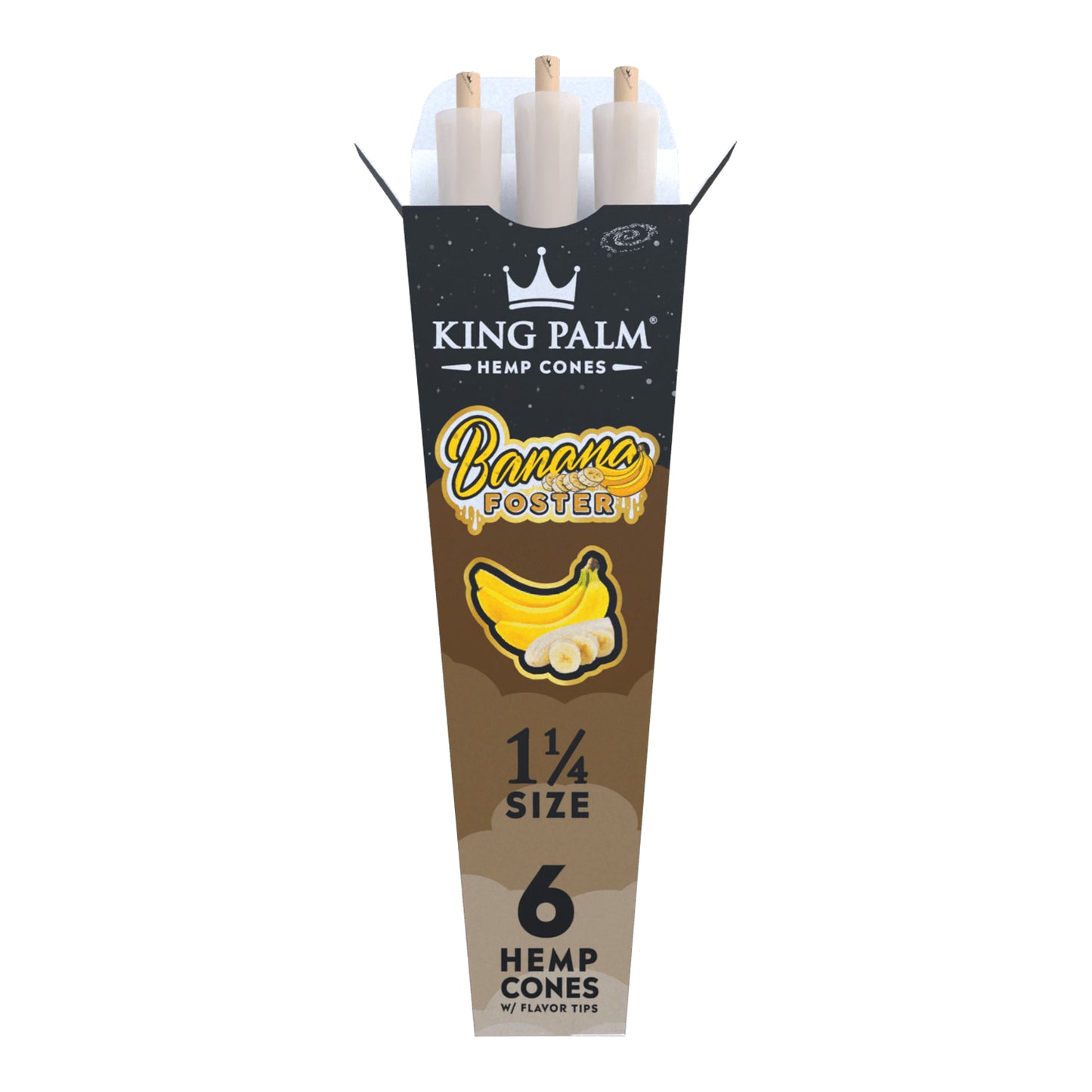 King Palm Banana Foster 1 1/4 Hemp Cones 6 pack