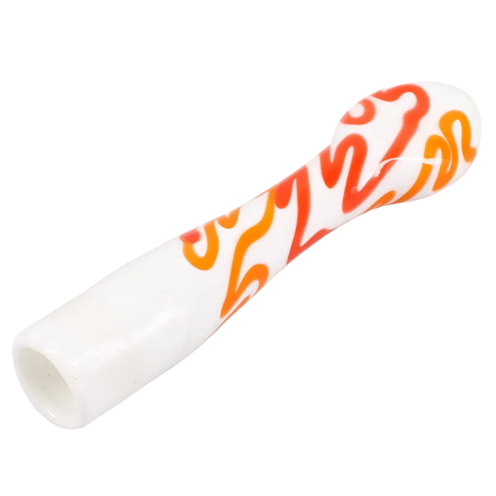 Matty White Glass White and Color Squiggle Chillum