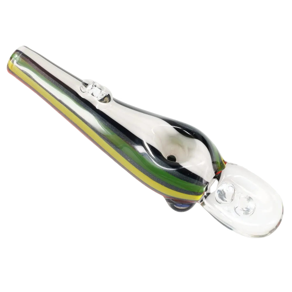 Matty White Glass Linework Fishing Lure Spoon - Rasta