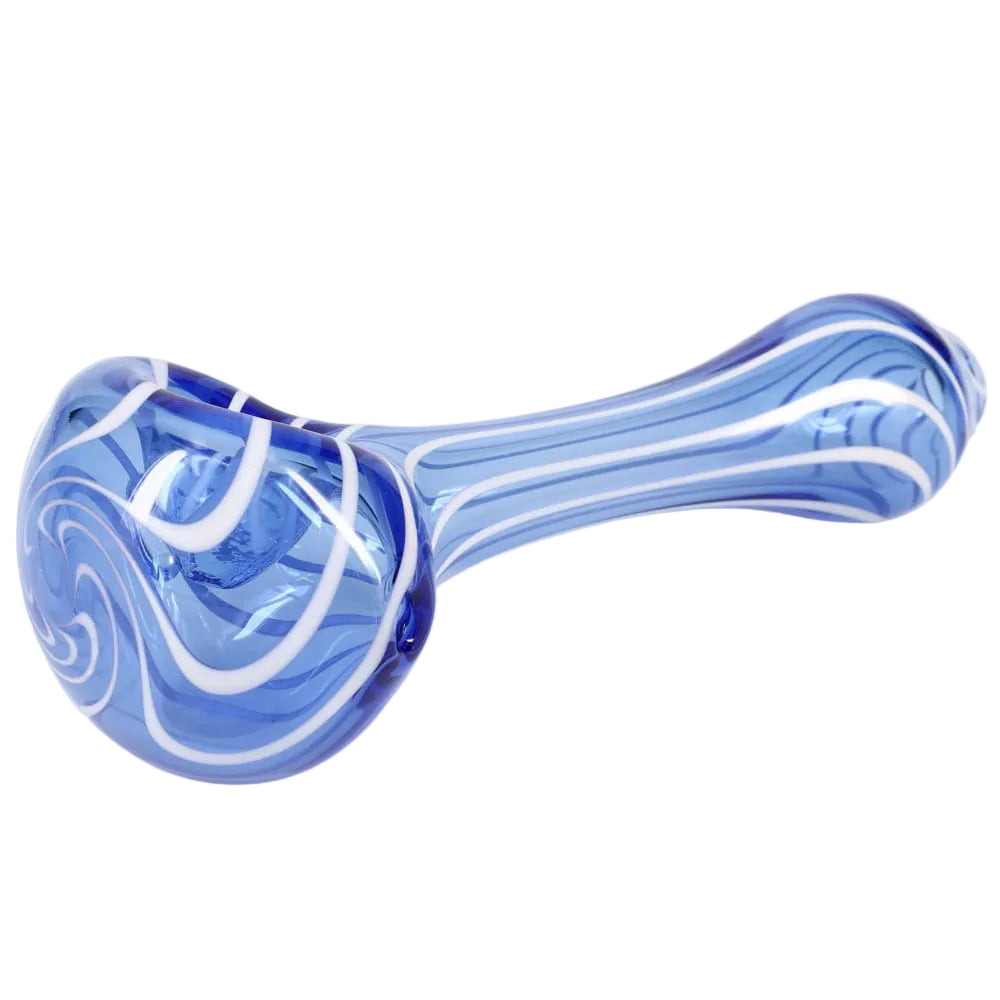 Matty White Glass Lollipop with White Lines Spoon - Assorted Colors