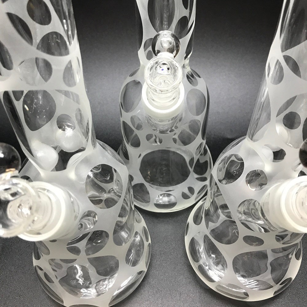 Oddball Glass Sandblasted Flower 38mm Tube with White Accents SALE