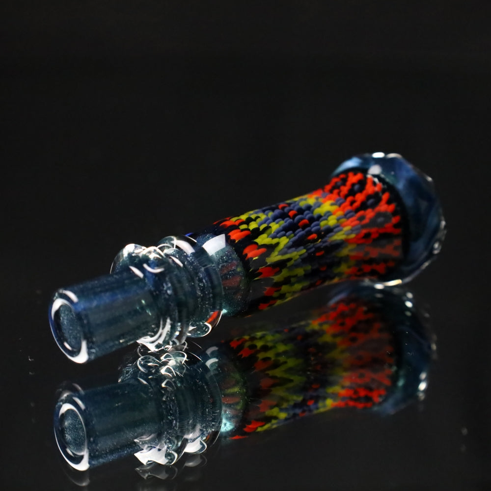 Rotational Science Glass Cold Worked & Faceted Peyote Stich Chillum #20 / MDBLUCRS