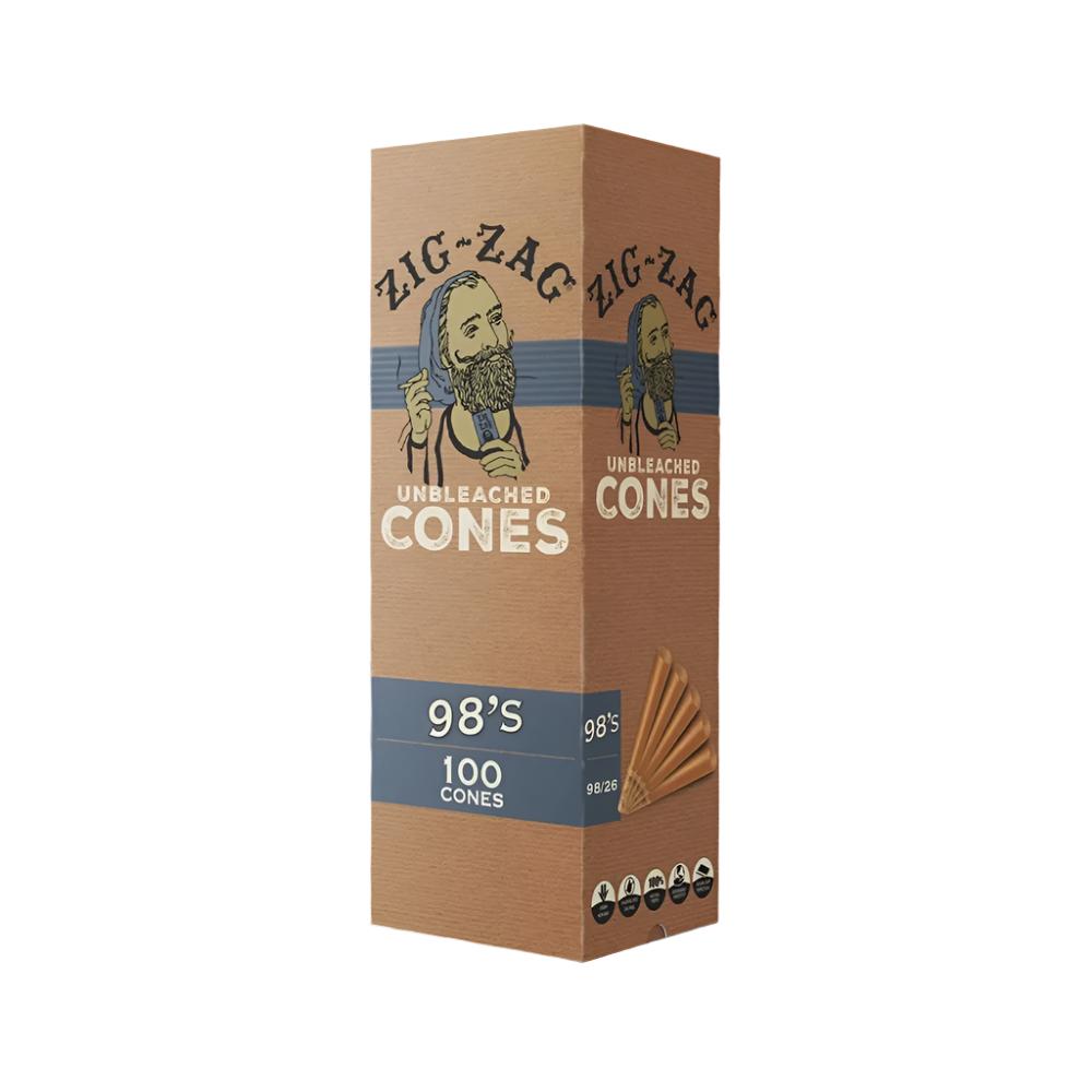 Zig Zag Unbleached 98mm Cones - 100 pack