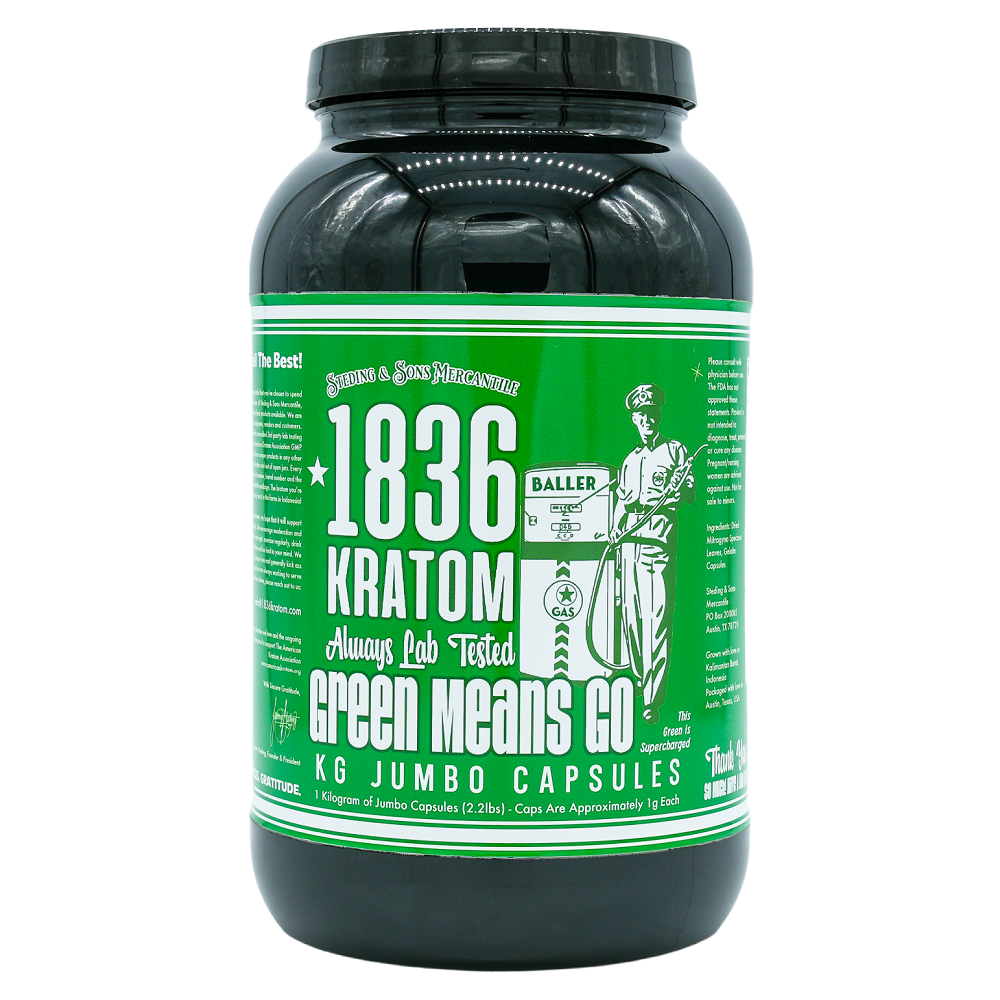 1836 Kratom - Green Means Go - 1kg Capsules