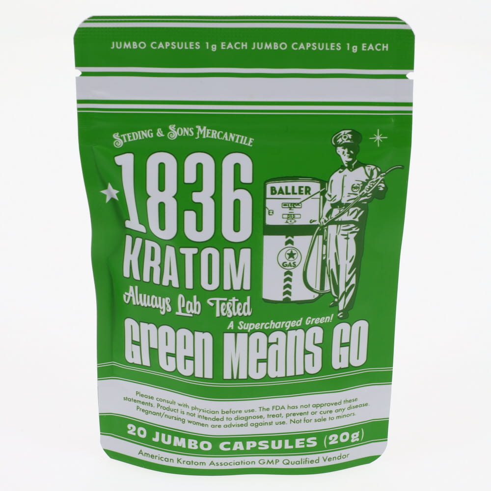 1836 Kratom - Green Means Go - 20ct Capsules