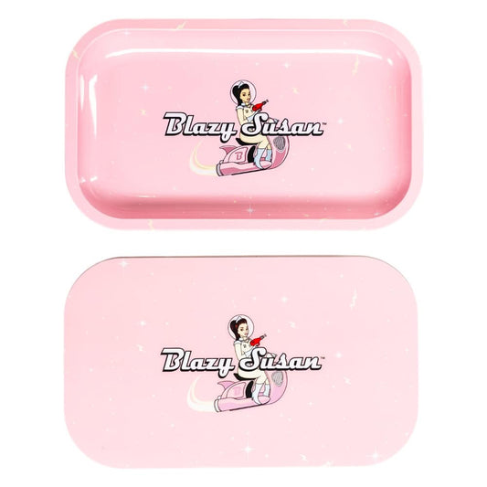 Blazy Susan Medium Rolling Tray with Lid - Pink Spacey Susan