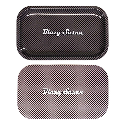 Blazy Susan Medium Rolling Tray with Lid - Carbon Fiber Black