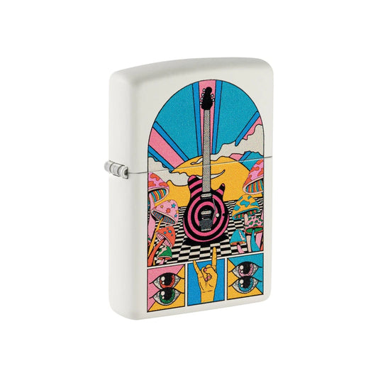 Zippo Lighter Retro Music Design White Matte