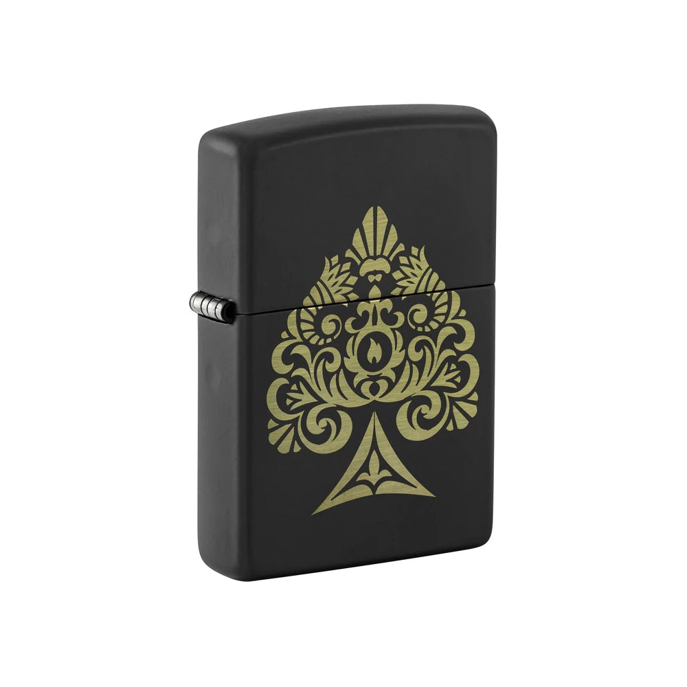 Zippo Lighter Engraved Spade Black Matte