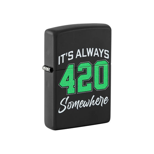 Zippo Lighter It's Always 420 Somewhere Black Matte