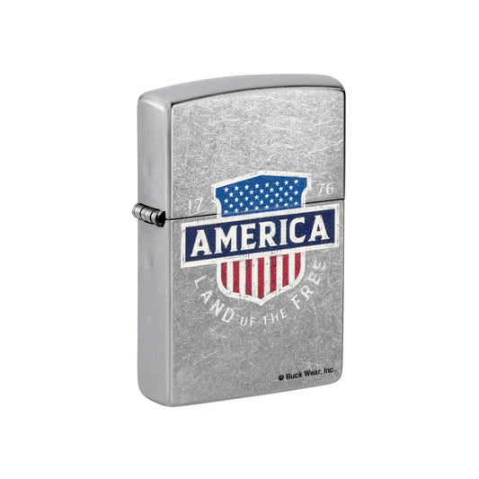 Zippo Lighter Land of the Free Street Chrome