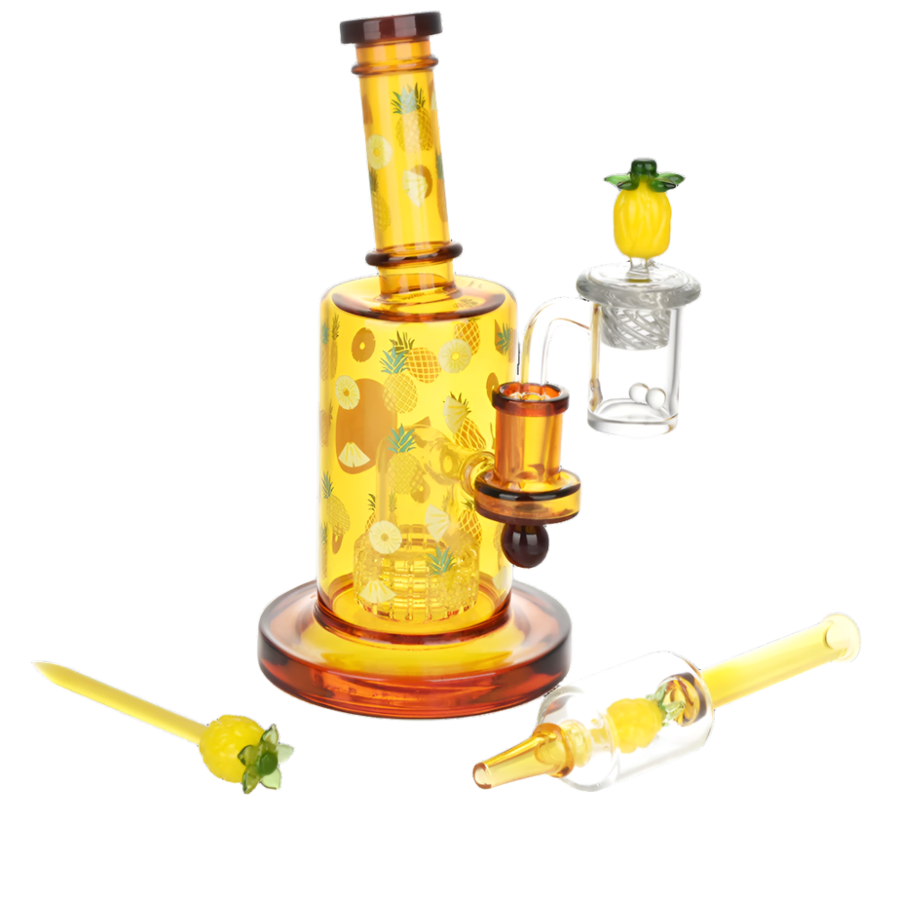 Pulsar Fruit Series 8" Glow Nectar Collector & Dab Rig Set - Pineapple Express