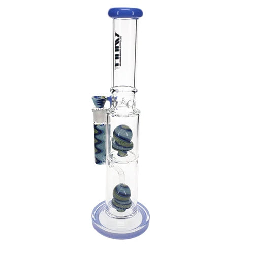 Vault Glass 2 Worked Perc Wig Wag Water Pipe - 16"