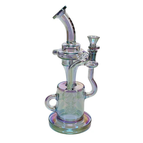 Vault Glass Iridescent Recycler w/ Perc Rig - 10"