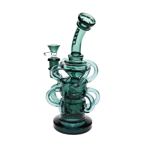 Vault Glass Full Color Recycler w/ 10 Arm Wheel Perc Rig - 9.5"