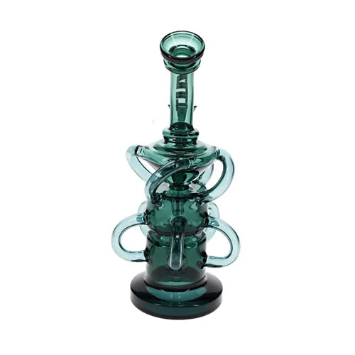 Vault Glass Full Color Recycler w/ 10 Arm Wheel Perc Rig - 9.5"