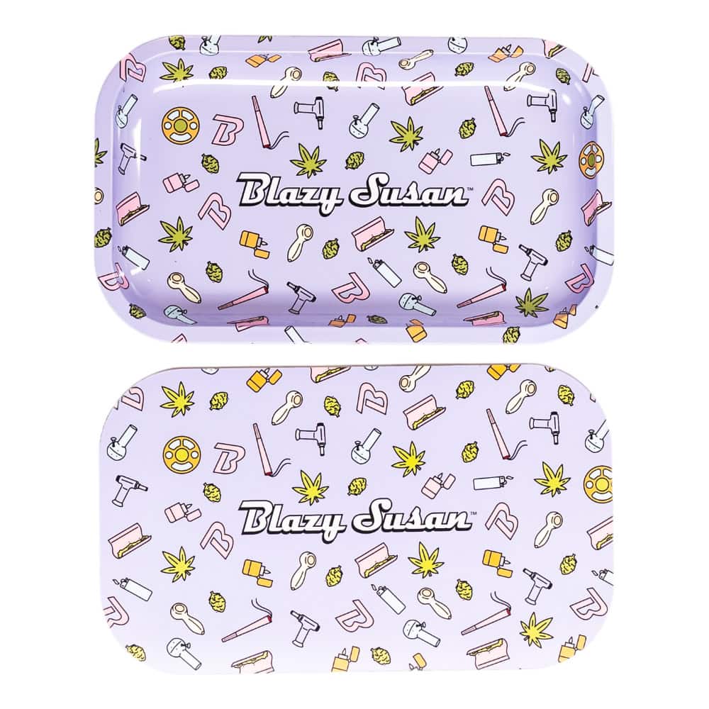 Blazy Susan Medium Rolling Tray with Lid - Trippy Checkers