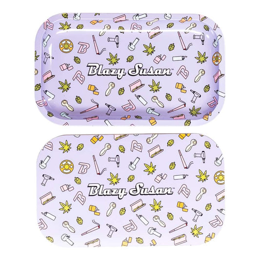 Blazy Susan Medium Rolling Tray with Lid - Trippy Checkers