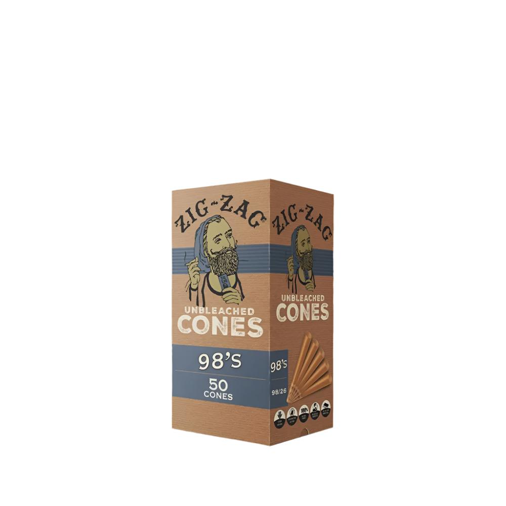 Zig Zag Unbleached 98mm Cones - 50 pack