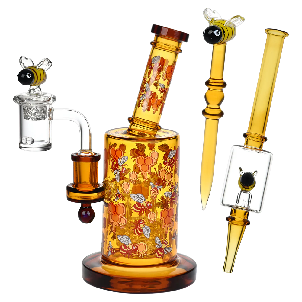 Pulsar Greatest Hits Series 8" Glow Nectar Collector & Dab Rig Set - Beez