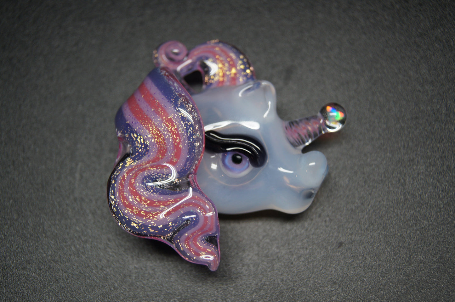 ACE Glass White Unicorn Flatback Pendant