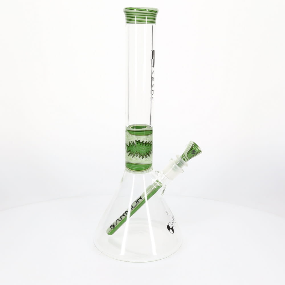 Armor Glass Green & White Wig Wag 45mm Beaker