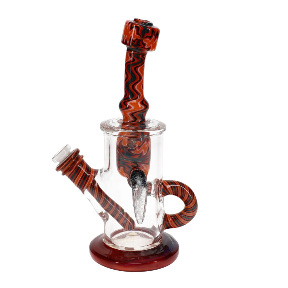 Augy Glass Orange Red Black Linework Incycler