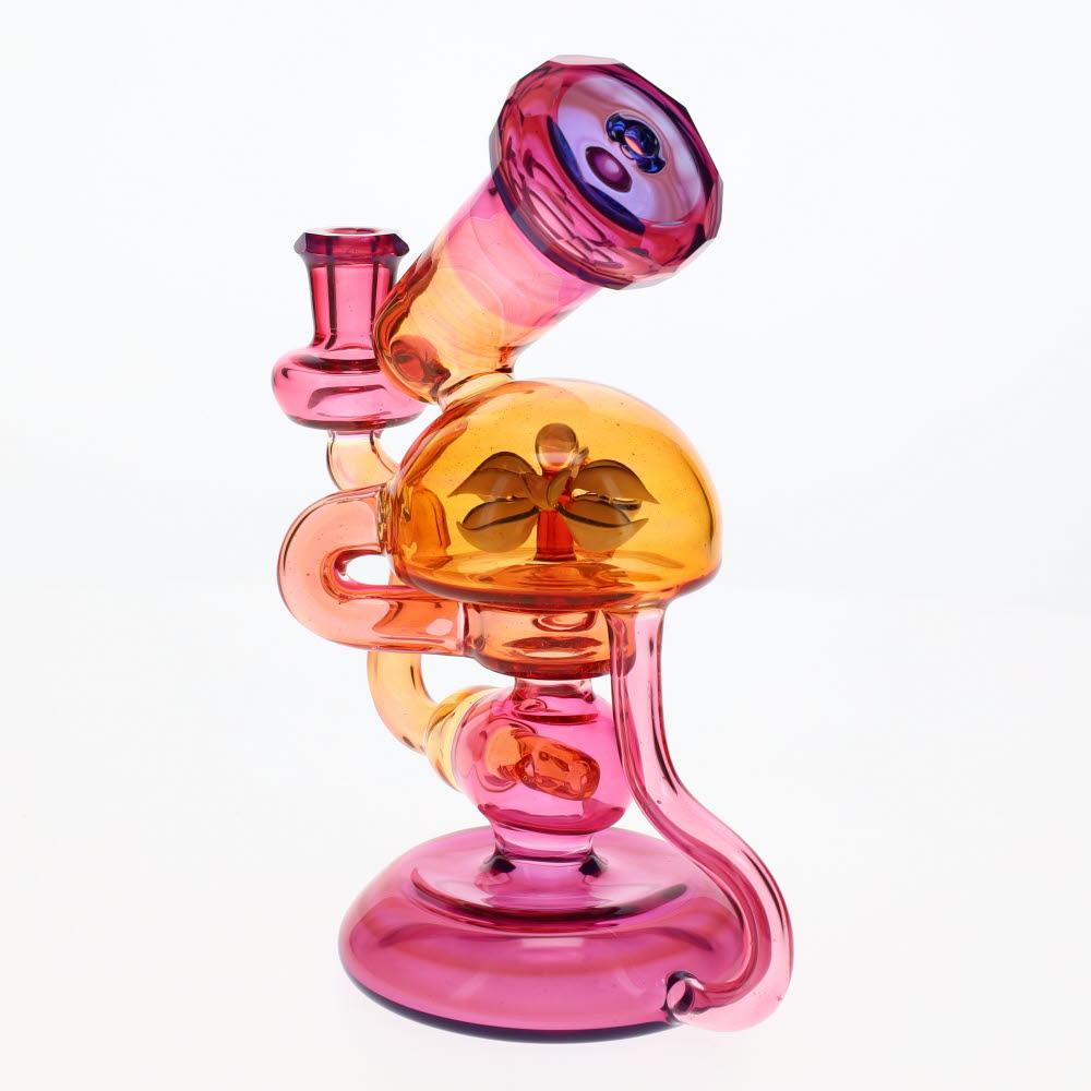 Banjo Glass X Sven Glass Purple Orange Faceted Flower Rig