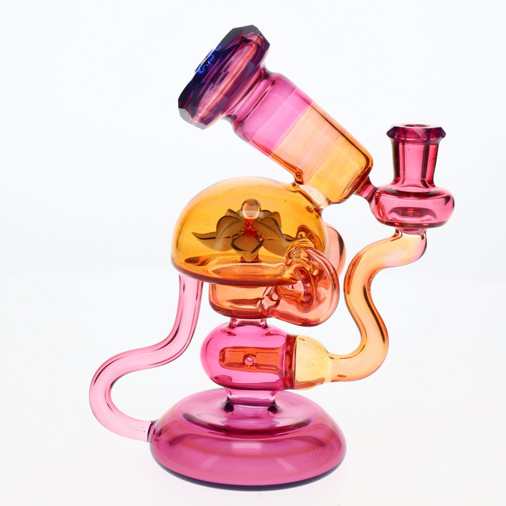 Banjo Glass X Sven Glass Purple Orange Faceted Flower Rig