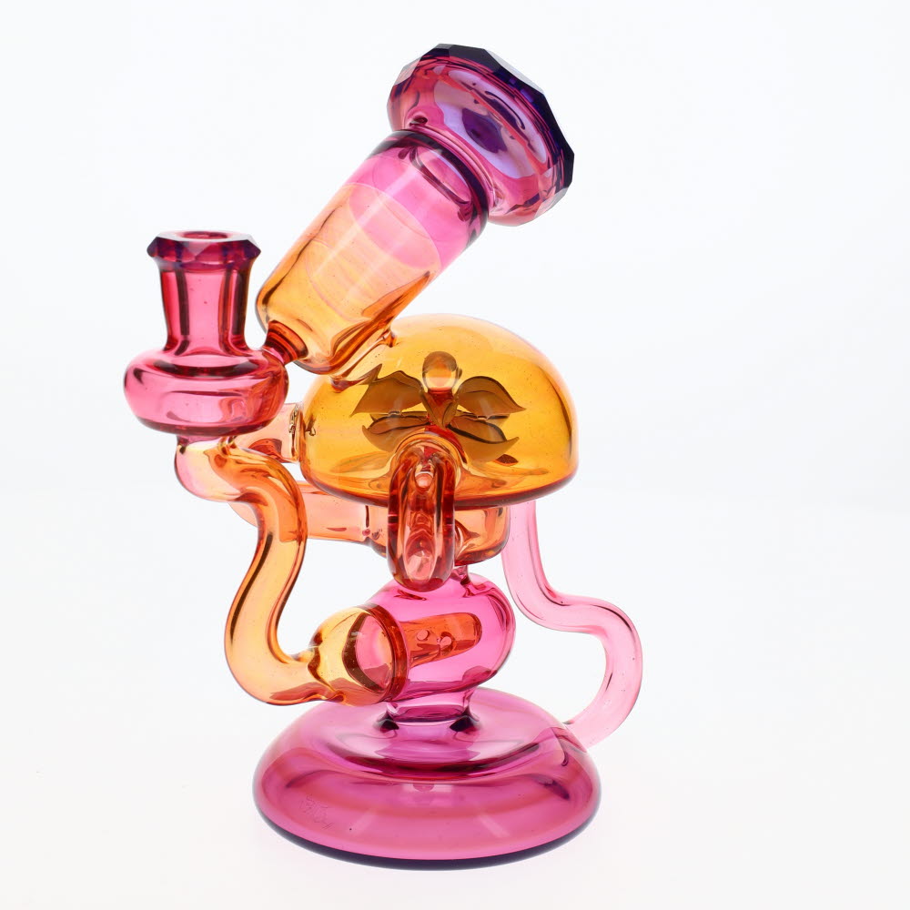 Banjo Glass X Sven Glass Purple Orange Faceted Flower Rig