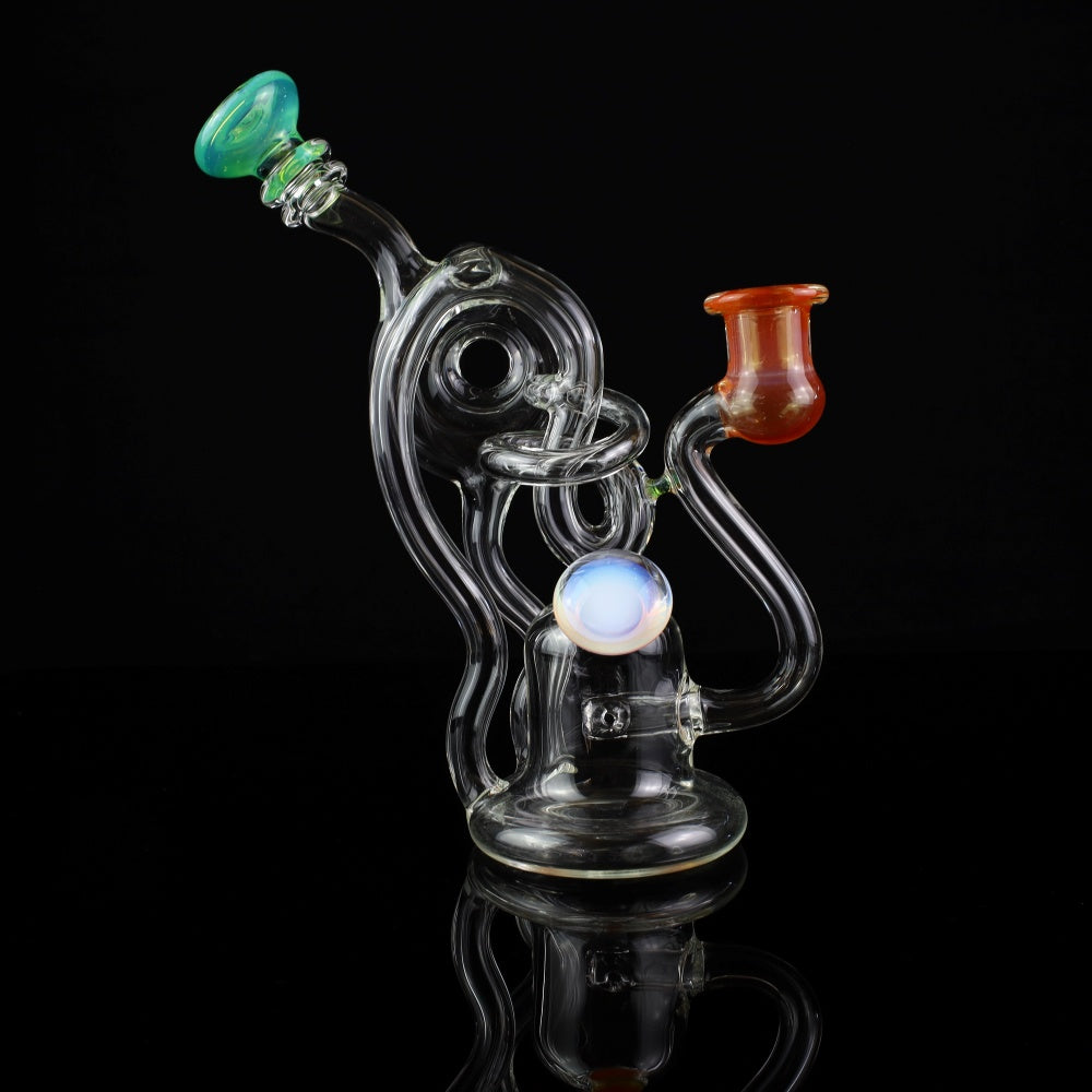 Cambria Clear w/ Color Accents  Swirl Curl Recycler Rig