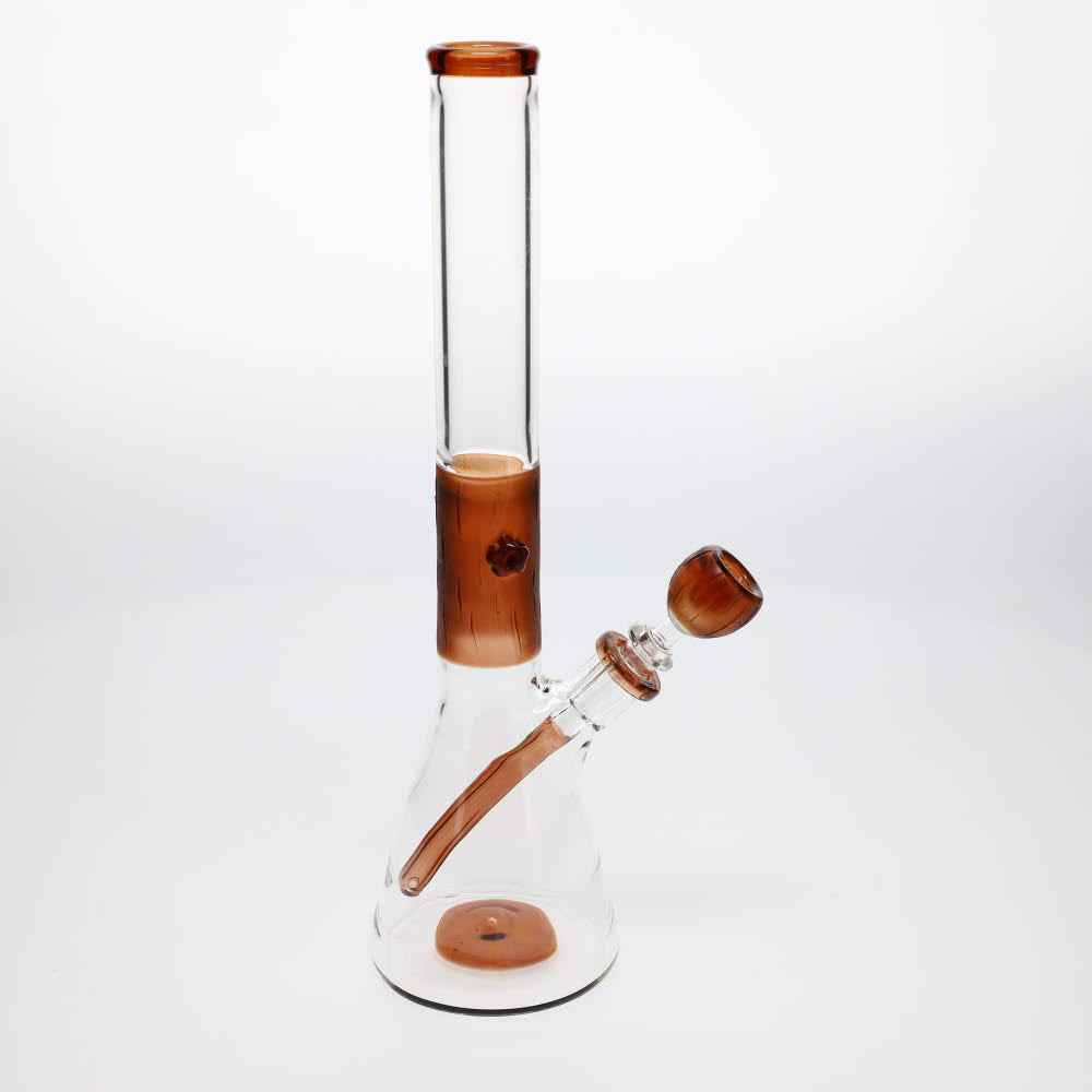 Chad G Glass Sandblasted Wood Grain Trim Beaker Water Pipe