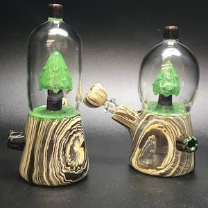 Chad G Glass Wood Grain Tree Dome Water Pipe