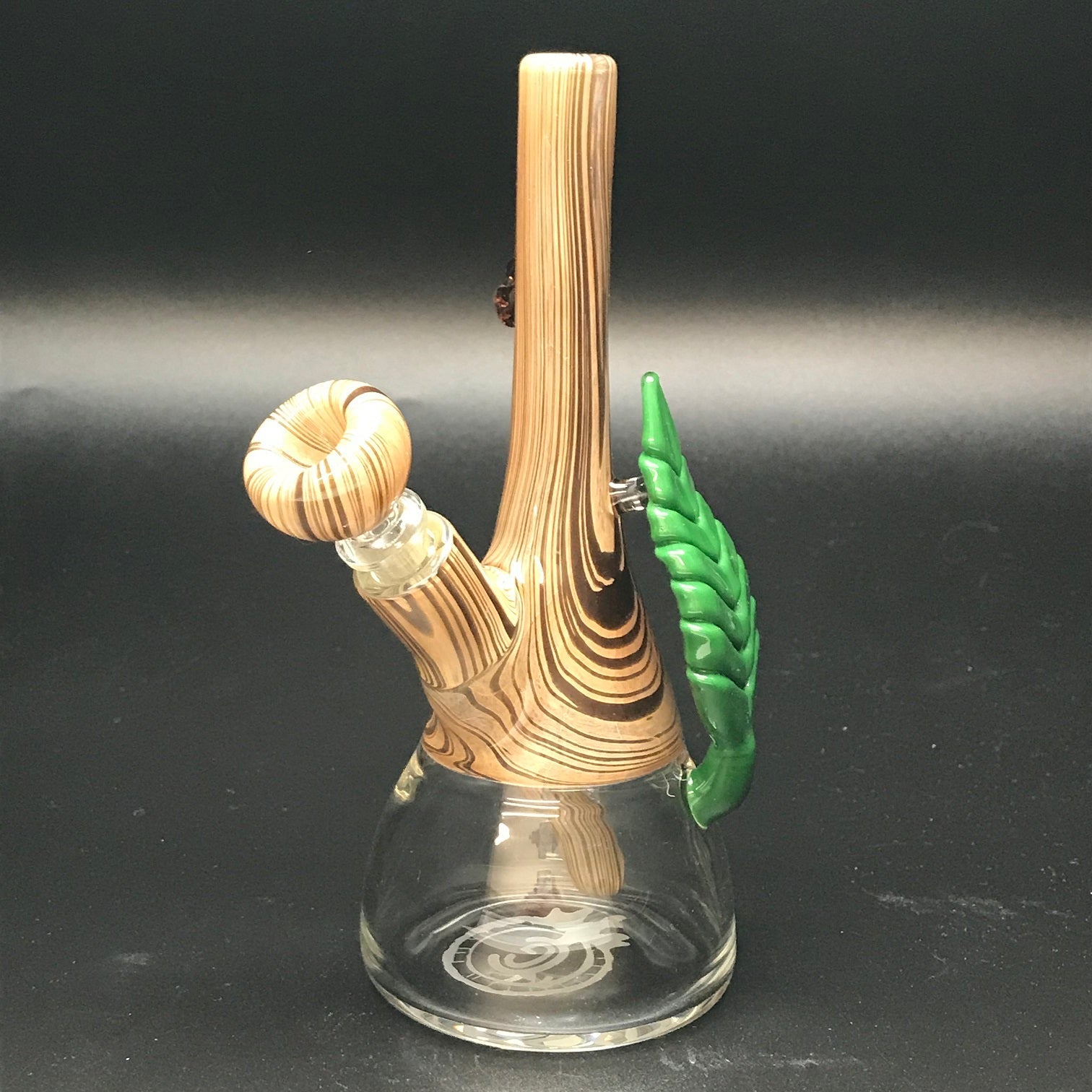 Chad G Glass Woodgrain Clear Bottom Mini Tube with Leaf #1