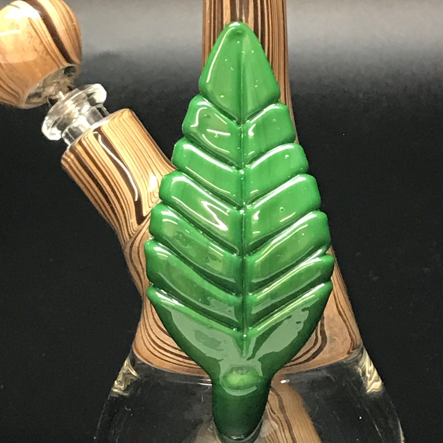 Chad G Glass Woodgrain Clear Bottom Mini Tube with Leaf #1