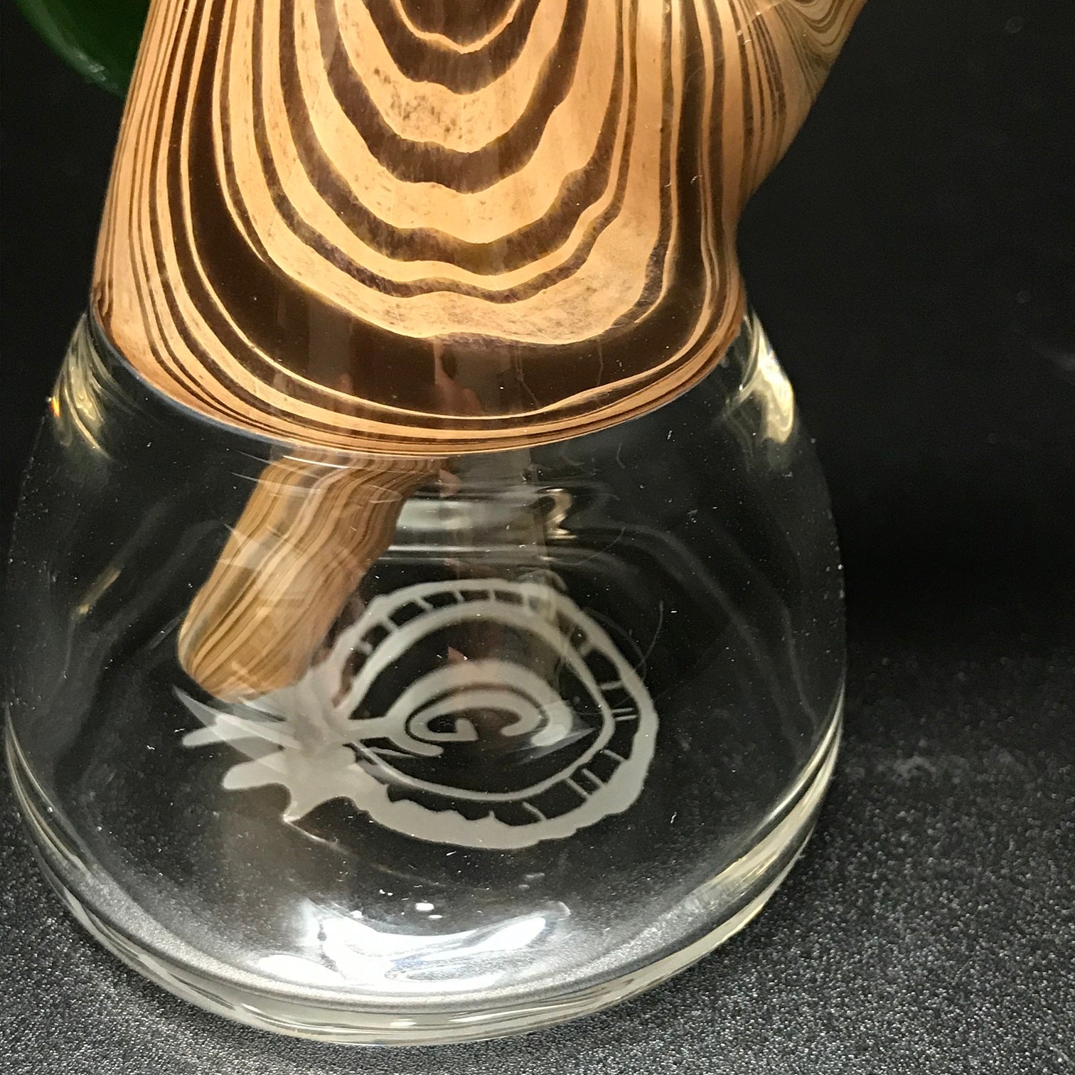 Chad G Glass Woodgrain Clear Bottom Mini Tube with Leaf #1