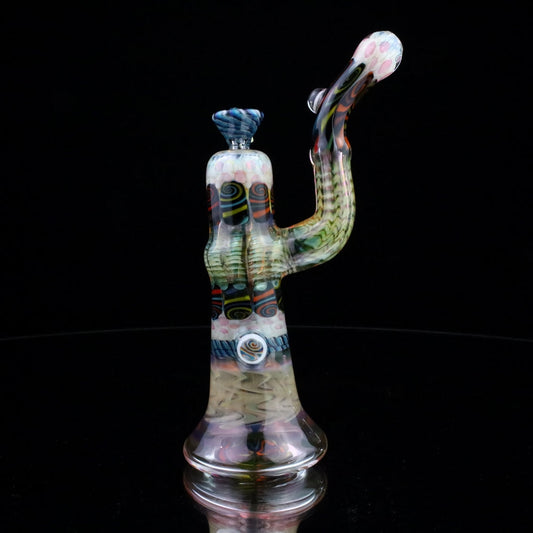 Chunk Glass Blue Thumbprint Bubbler