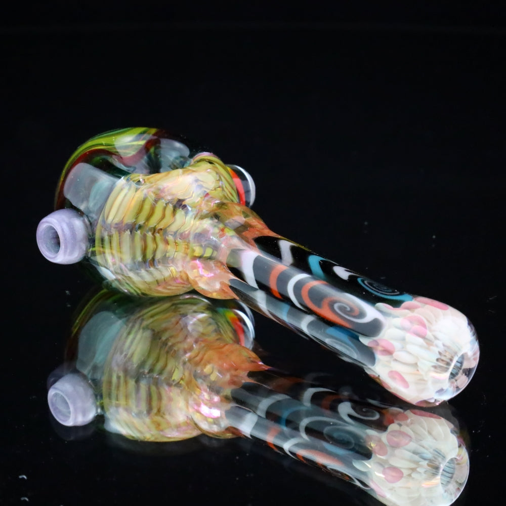 Chunk Glass X Cowboy Glass Fumed Thubmbprint & Blue Rainbow Spoon Collab