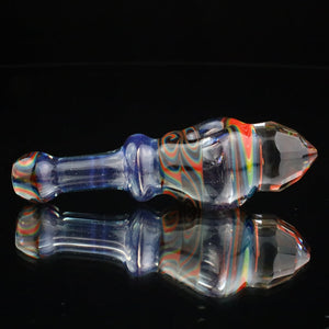 Cowboy Glass Blue UV Rainbow Faceted Spoon